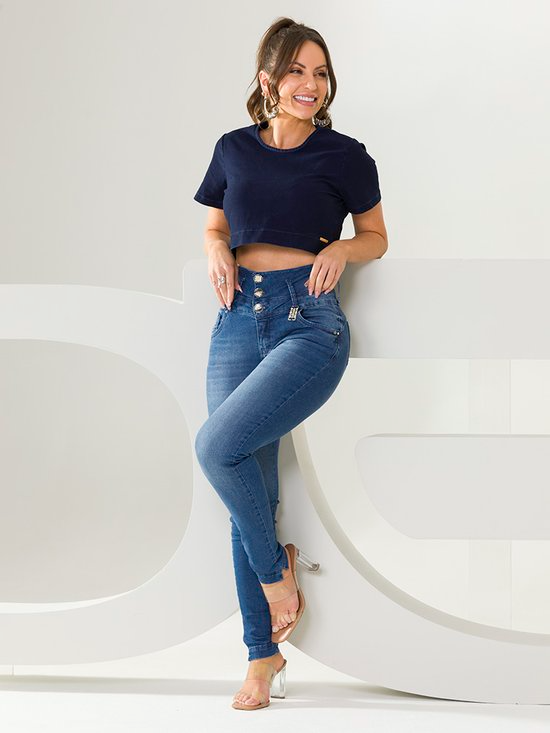 Calça Feminina Jeans Cigarrete Modeladora Mega Bumbum