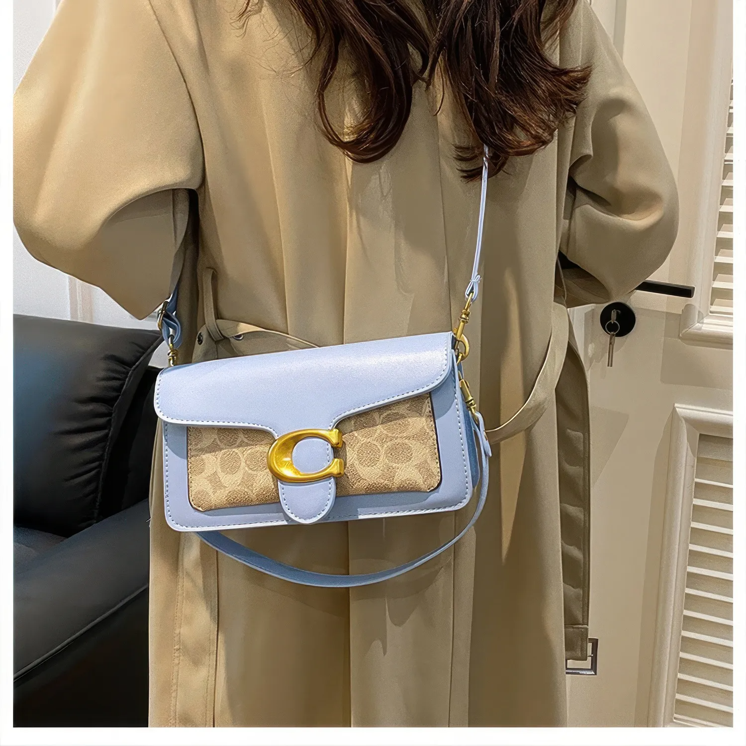 Bolsa Tabby Shoulder 26 Coach – Azul Monograma