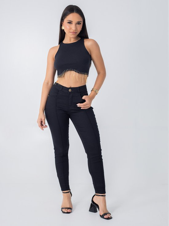 Calça Feminina Jeans Cigarrete Pesponto (Não Desbota)