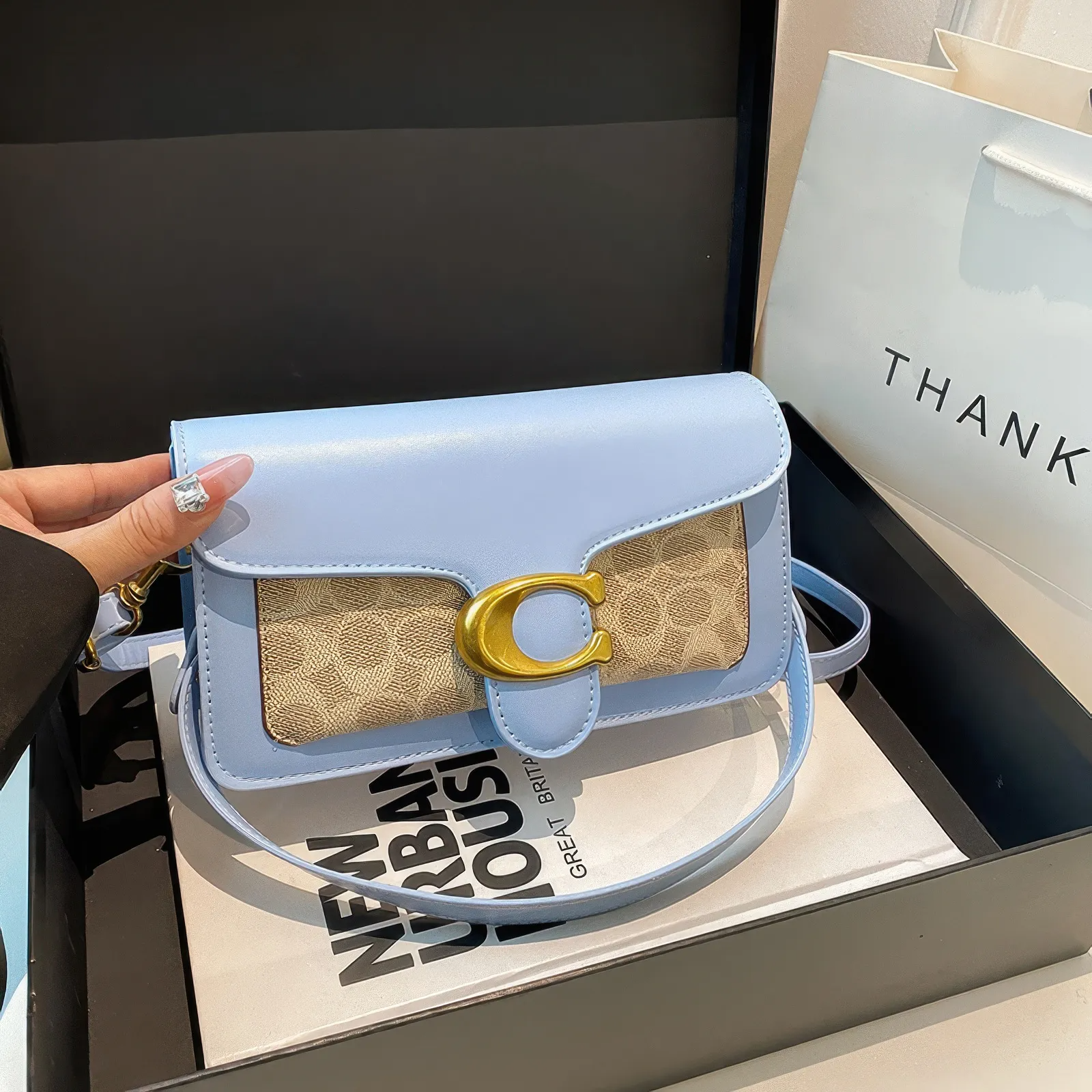 Bolsa Tabby Shoulder 26 Coach – Azul Monograma