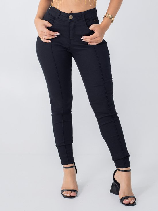 Calça Feminina Jeans Cigarrete Pesponto (Não Desbota)