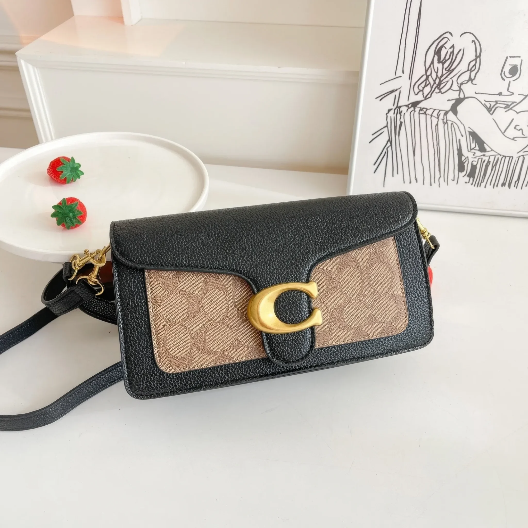 Bolsa Tabby Shoulder 26 Coach – Preto Monograma