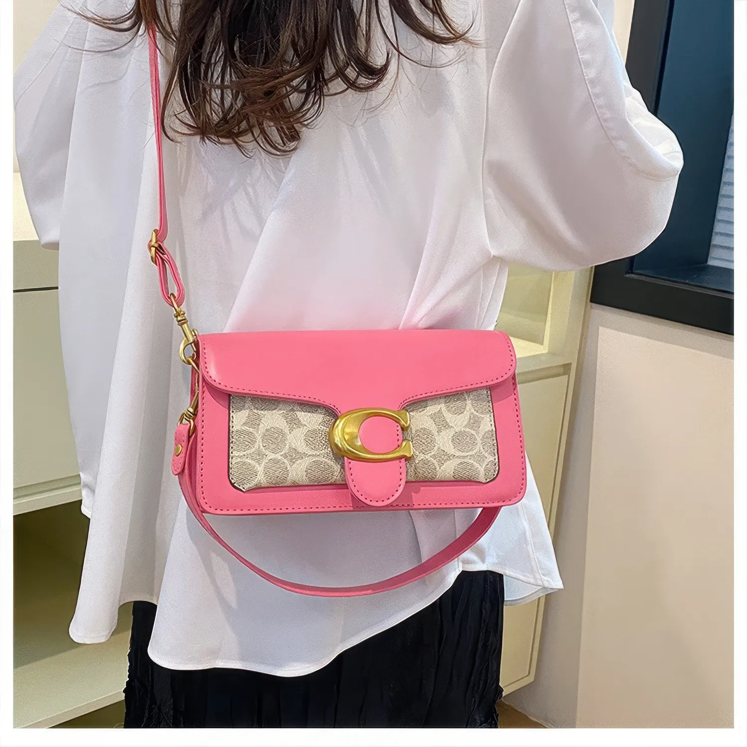 Bolsa Tabby Shoulder 26 Coach – Rosa Monograma