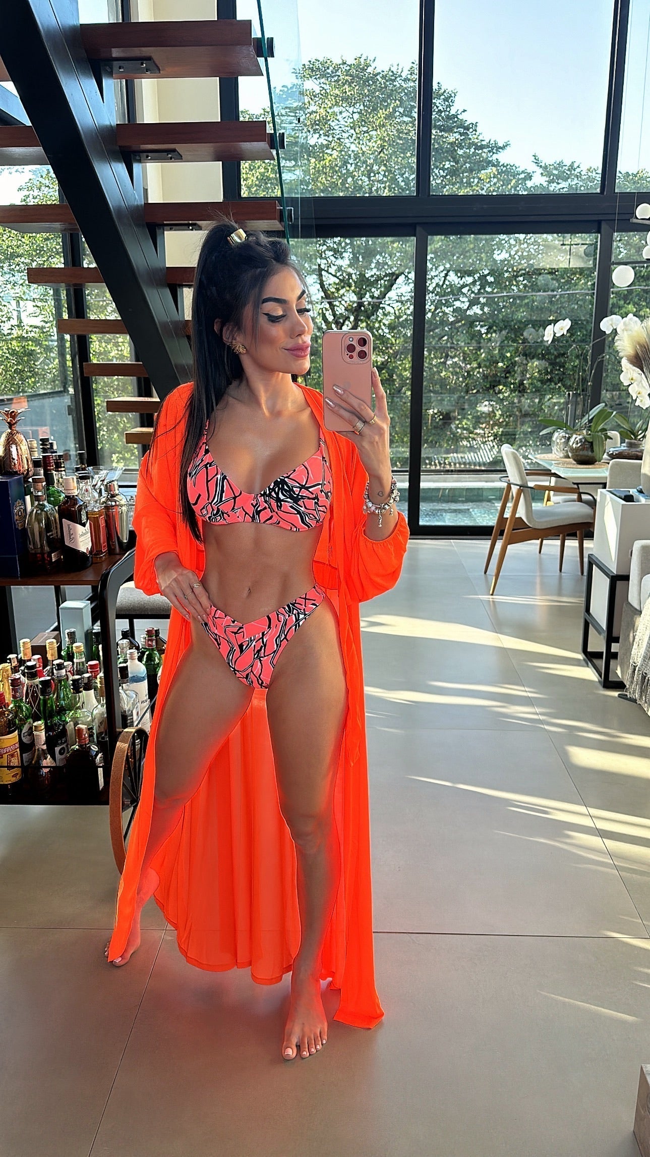 Biquini Marry Orange Neon Abstrato