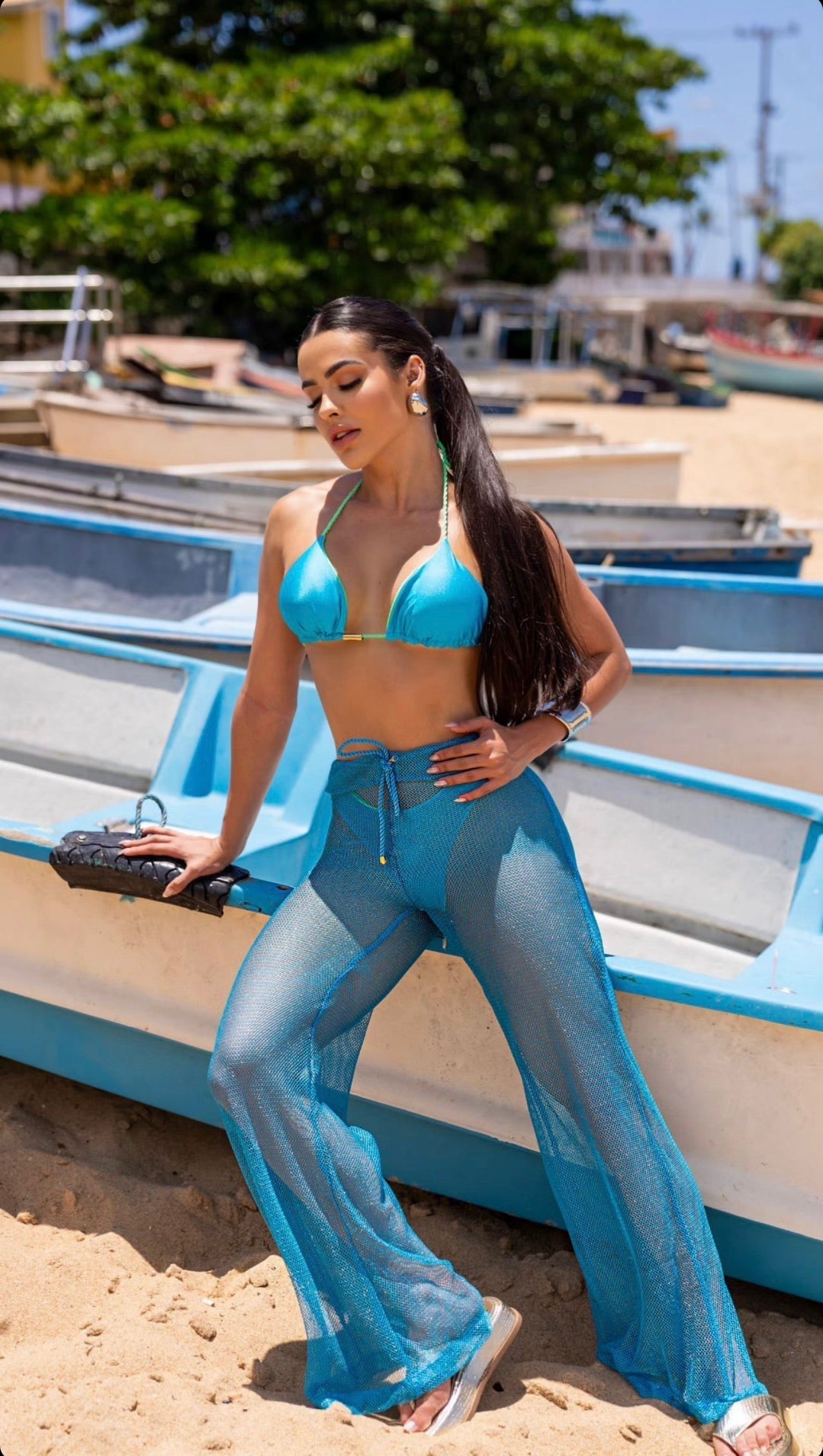 Biquíni Camélia Glow Azul Capri/Verde