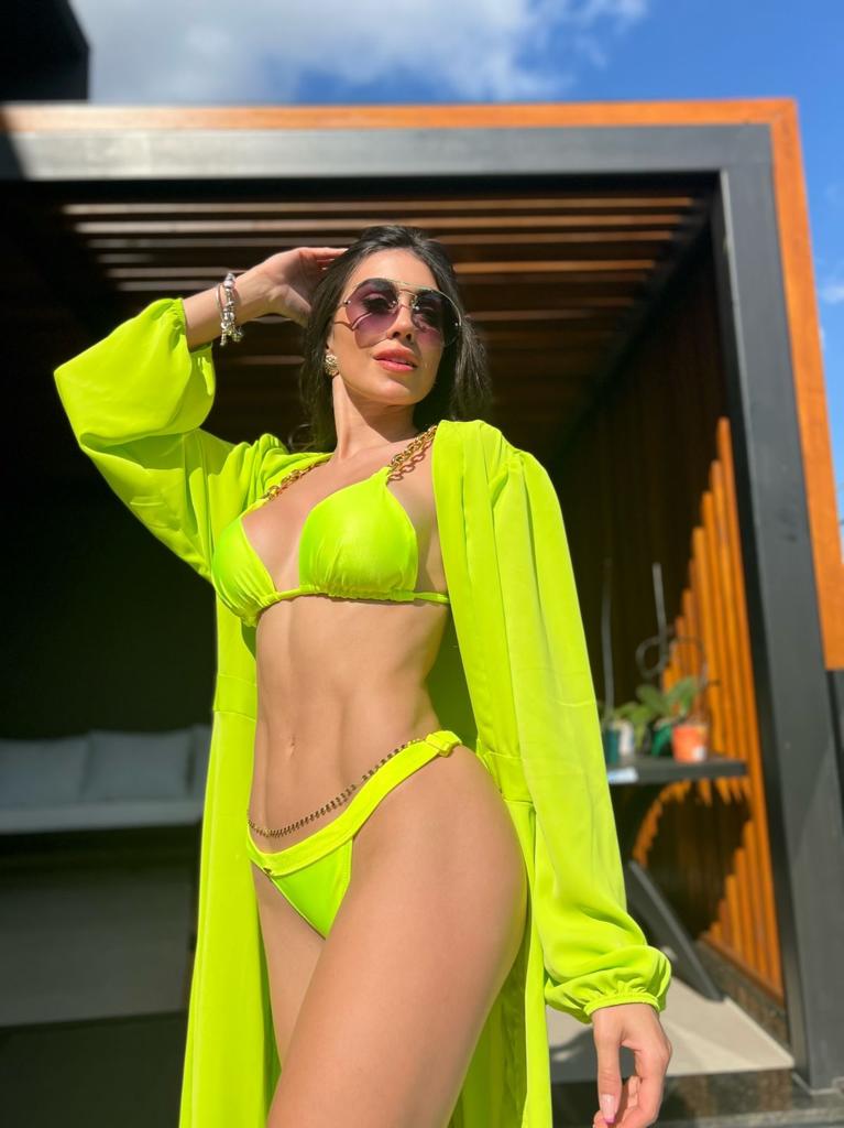 Biquini Correntes Amarelo Neon