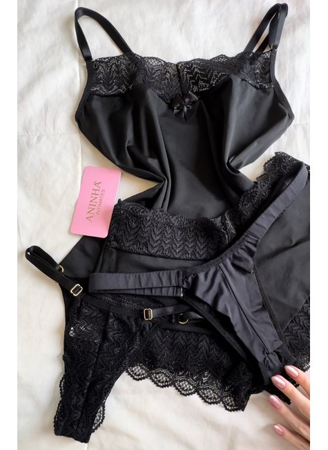 KIT Baby Doll Color + 2 Calcinhas de Brinde - Preto