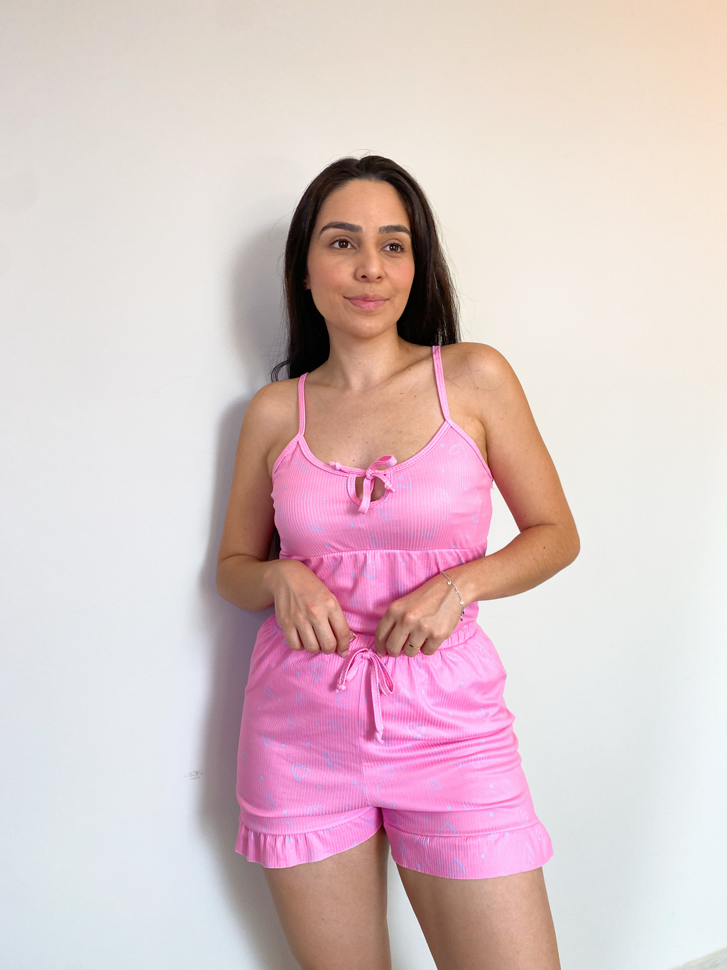 Conjunto Pijama Giuliana, em tecido canelado (2 Peças)