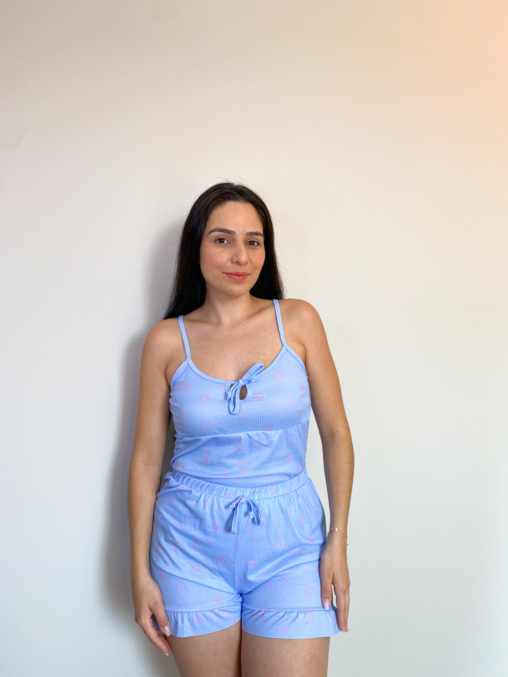 Conjunto Pijama Giuliana, em tecido canelado (2 Peças)