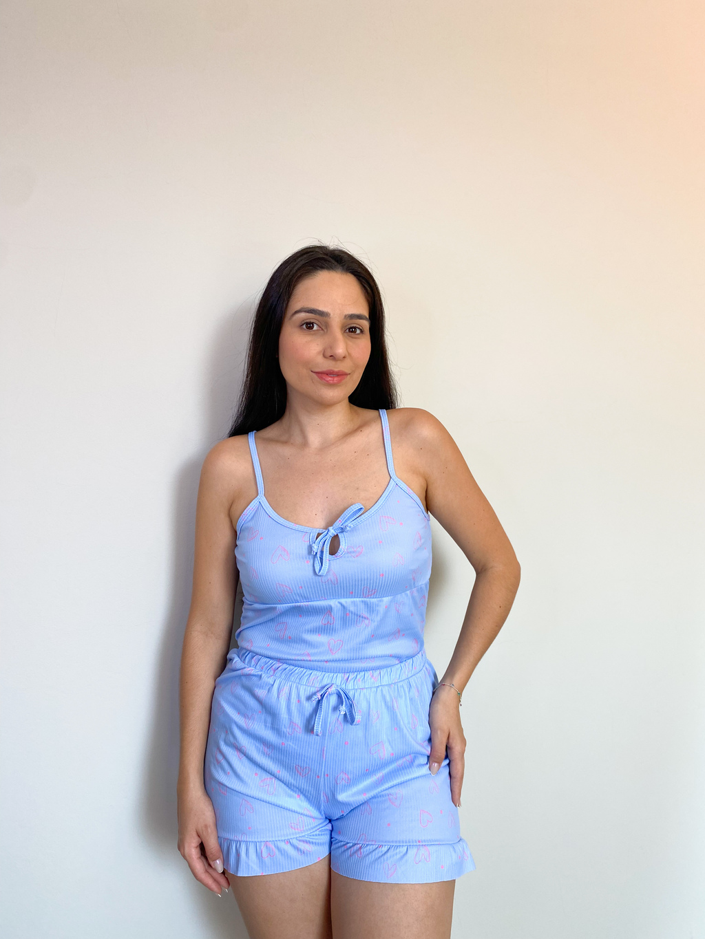 Conjunto Pijama Giuliana, em tecido canelado (2 Peças)