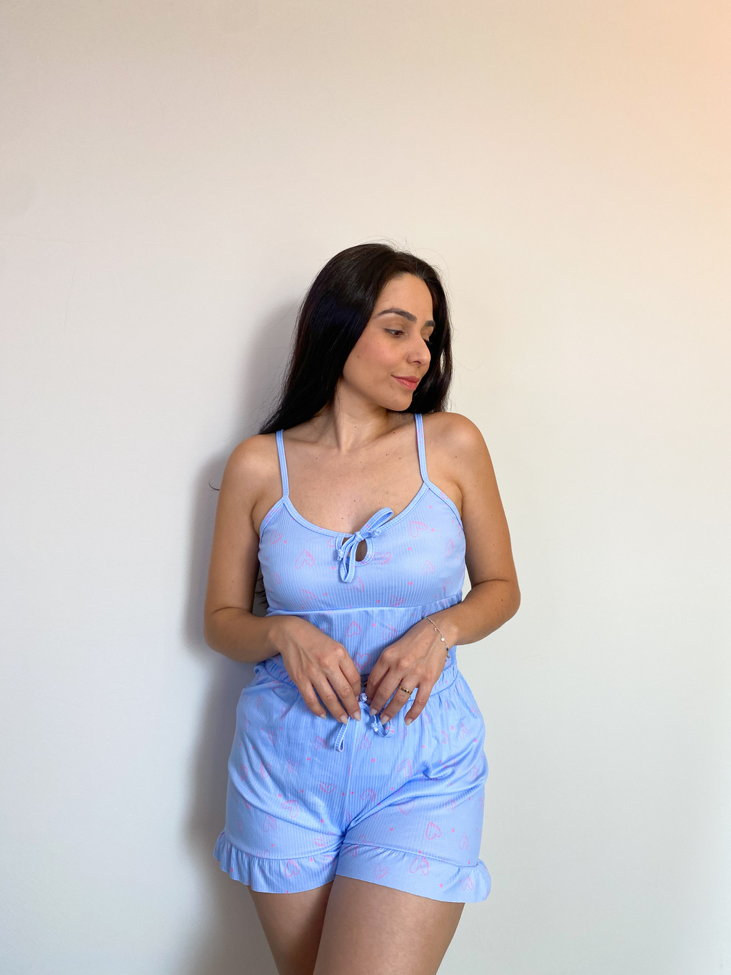 Conjunto Pijama Giuliana, em tecido canelado (2 Peças)