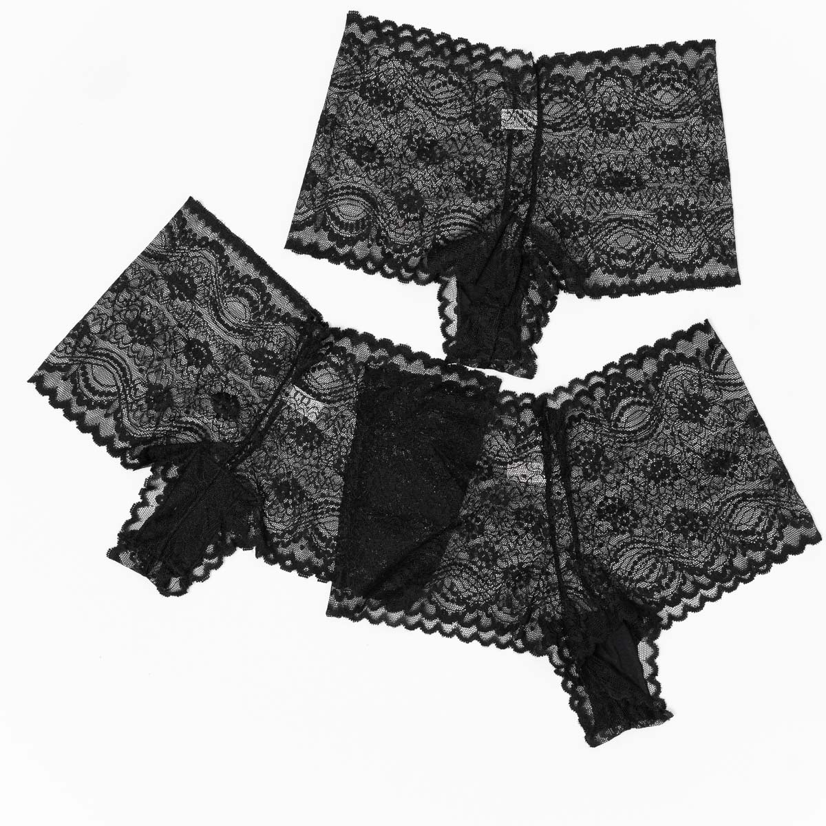Kit com 3 Calcinhas Caleçon em Renda