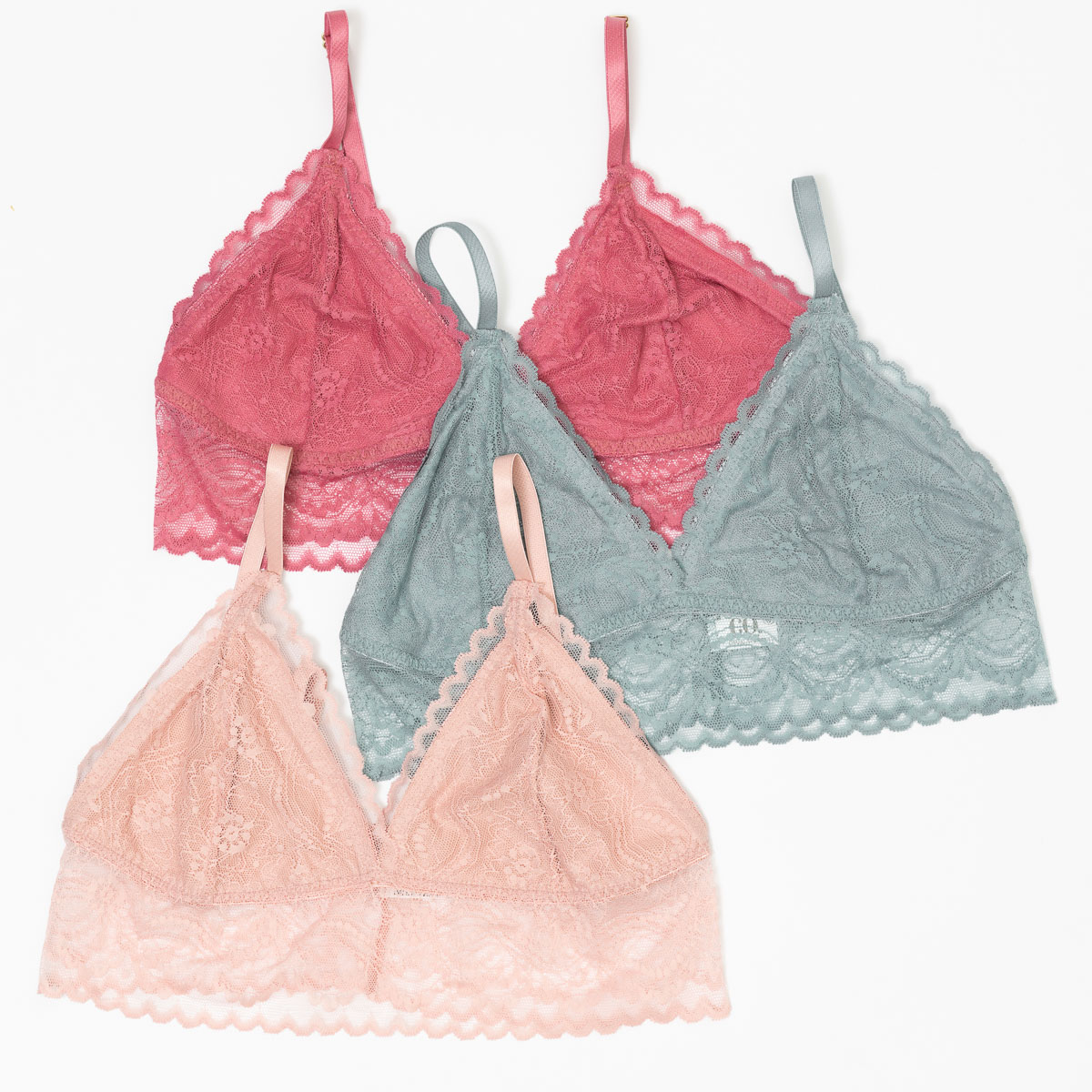 Kit com 3 Sutiãs Triângulo em Renda Color