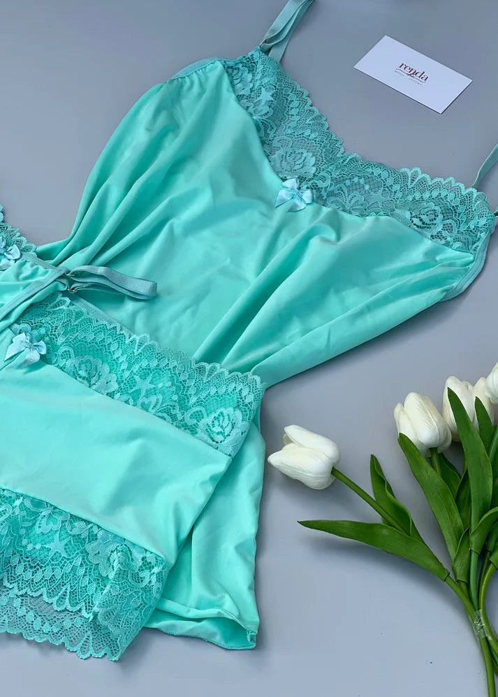 Conjunto de pijama curto + calcinha - Mint Green