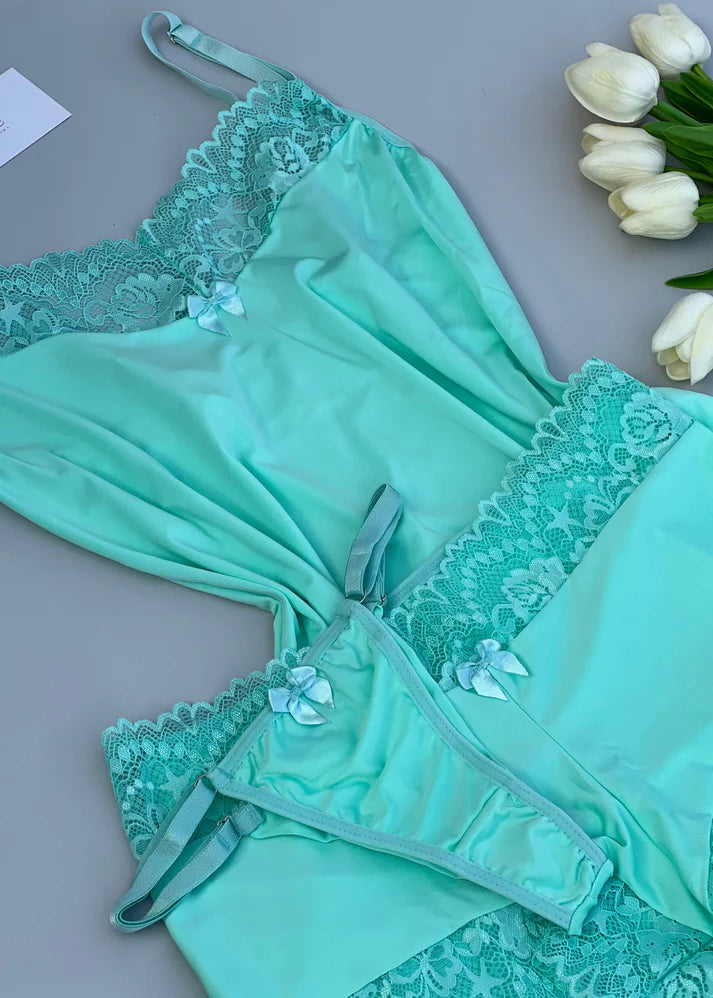 Conjunto de pijama curto + calcinha - Mint Green