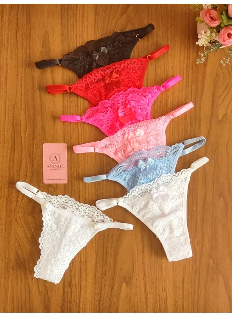 Kit com 6un - Calcinha Fio Renda Regulagem Colors