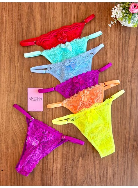Kit com 6un - Calcinha Fio Renda Regulagem Colors