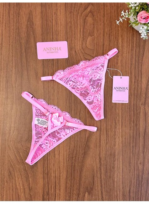 KIT Baby Doll + 2 Calcinhas Anita + Plug com Rabo - Rosa Babaloo